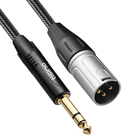 TISINO 1/4 to XLR Cable, Nylon Braid Quarter inch TRS Stereo Jack to Male XLR Balanced Interconnect Cord Patch Lead - 6.6ft