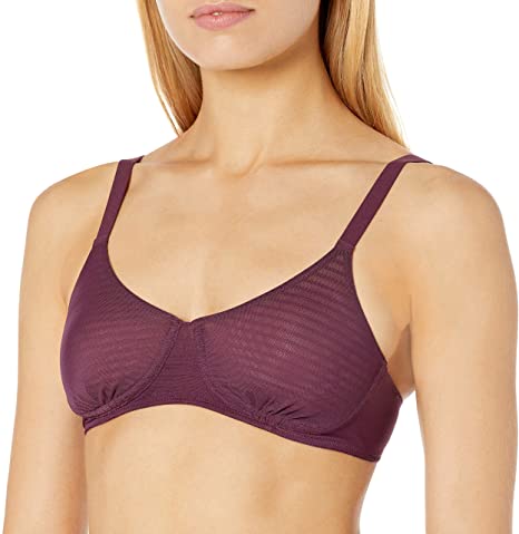 Amazon Brand - Mae Women's Demi Cup Wireless Mesh Stripe Bra