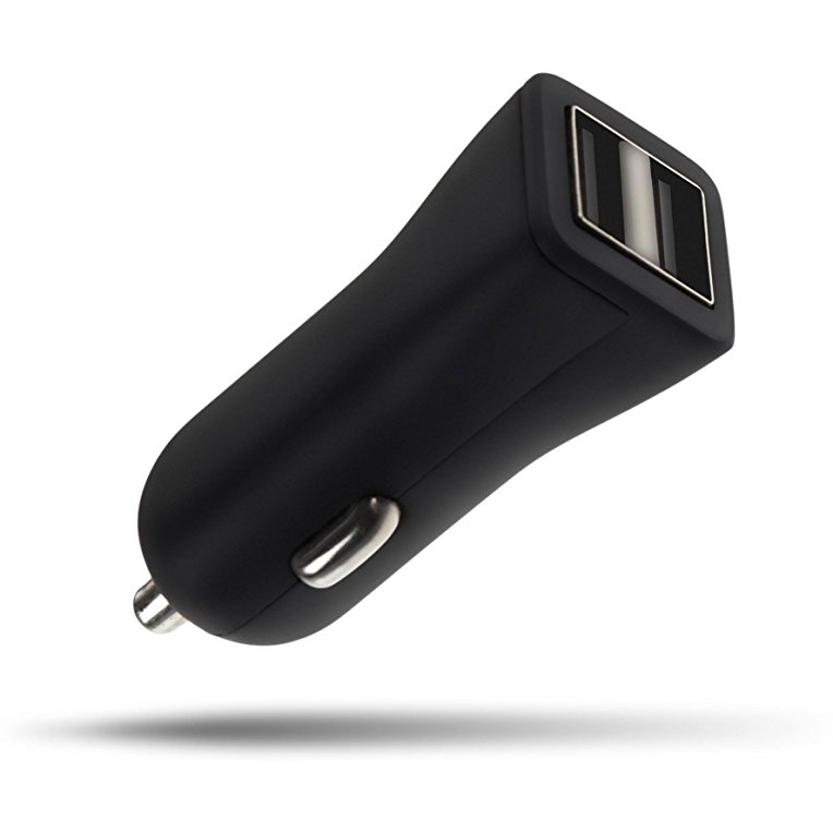 TecPlus Expedition Dual USB Adapter Travel In-Car Charger, Ultra-Fast Charge, Auto Detect Technology 3.4 A for iPhone 7/6/6 Plus/6s/6s Plus and Other iOS and Android Devices - Black