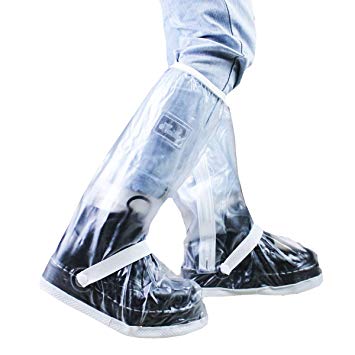 Frelaxy Waterproof Rain Boot Cover, Rain Shoe Cover, Reusable & Foldable Rain Boots with Reflector, Durable & Rainproof & Anti-Slip Rain Snow Gear Cycling Fishing Men Women Kids (1 Pair)