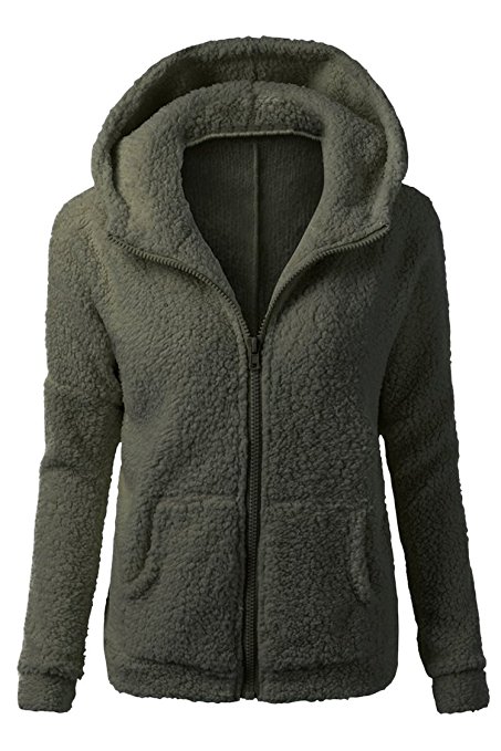 Cutiefox Womens Hooded Full Zip Up Sherpa Fleece Hoodie Jacket Coat