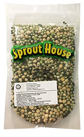 The Sprout House Certified Organic Sprouting Seeds Rainbow Bean Mix Garbanzo, Lentil, Green Pea,  1 lb