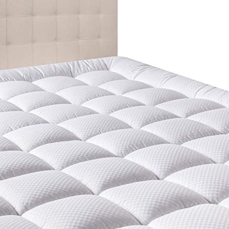 DOMICARE King Mattress Pad Cover - Down Alternative Quilted Pillowtop Mattress Pad with Deep Pocket (8"-21") - Overfilled Cooling Fitted Mattress Topper