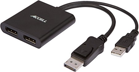 Accell K088B-004B UltraAV DisplayPort 1.2 to 2 DisplayPort Multi-Display MST Hub