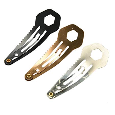 AOWA Multifunction Pin Hair Clip Ruler Cutter Screwdriver Keychain Self-defense Pocket Survival Tool Utility Party USE ( Color Random(3PCS))
