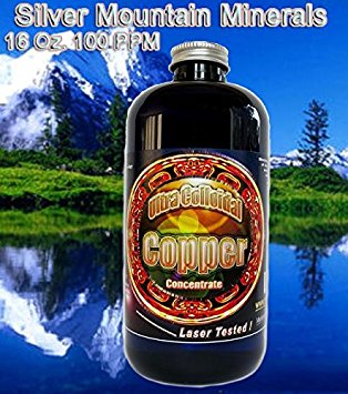Colloidal Copper Ultra 100 ppm, 16 Oz, Silver Mountain Minerals ( Medical purity, highest bioavailability)