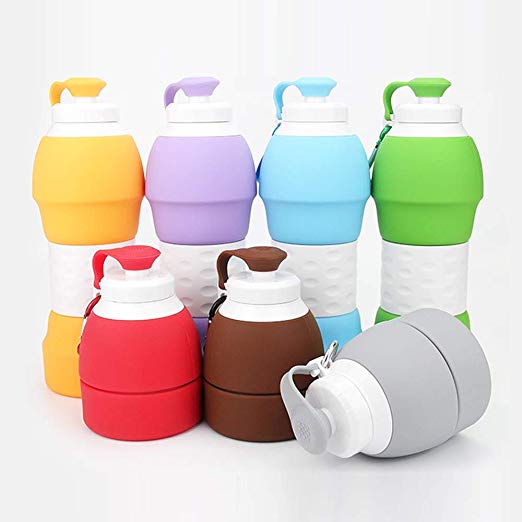 LESOVI Collapsible Water Bottle,Medical Grade BPA-Free Silica Gel and FDA Approved,Leakproof and Durable Silicone Water Bottle for Gym Outdoor Hiking Camping Travel