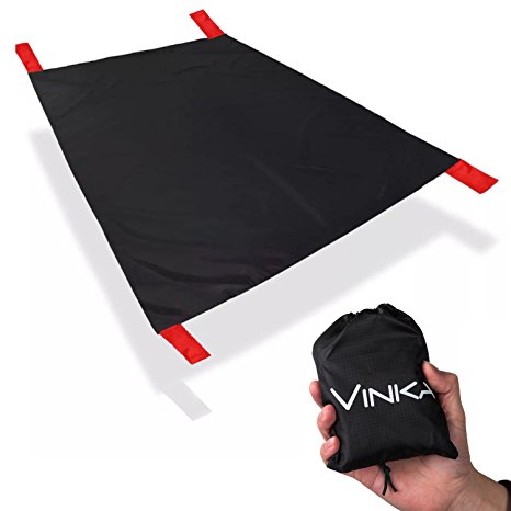 Vinka Compact Beach Blanket Waterproof Nylon with 4 Side Pockets to Storge Trifles And Stay Anchored Hiking Camping Picnic Blanket