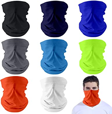 Dapaser 8 Pack Cooling Neck Gaiter Face Cover Balaclava UV Protection Breathable Bandanas Scarf for Women Men