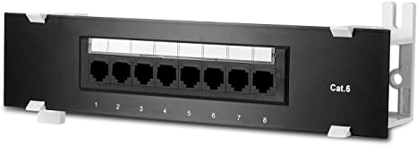 TNP Ethernet Patch Panel Cat6 8 Port RJ45 Wall Mount & Rack Mount Keystone Jack Module Multimedia Network Wire Cabling Compatible with Cat5e, Cat5 Cat4 Cat3 & Below