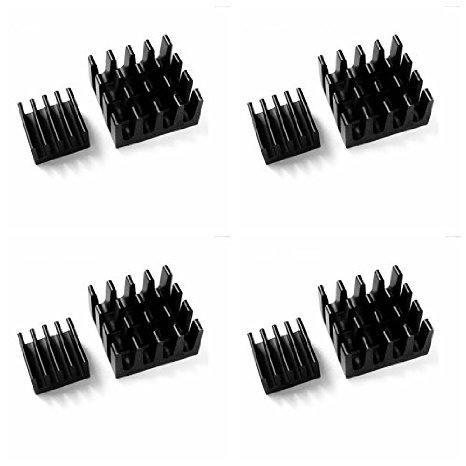 Set of 8pcs Black Aluminum Heatsink Cooler Cooling Kit for Raspberry Pi 3,Pi 2,Pi Model B