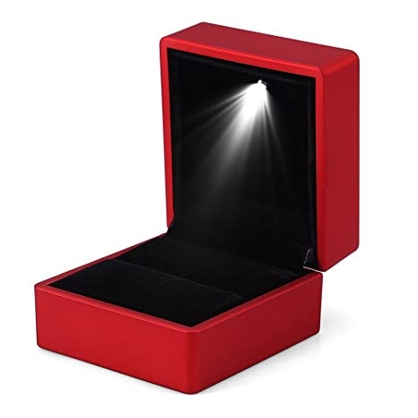 Brino Engagement Ring Box With Light, LED Lighted up Storage Holder Display Case For Coin,Jewelry, Earring For Proposal,Wedding,Gift