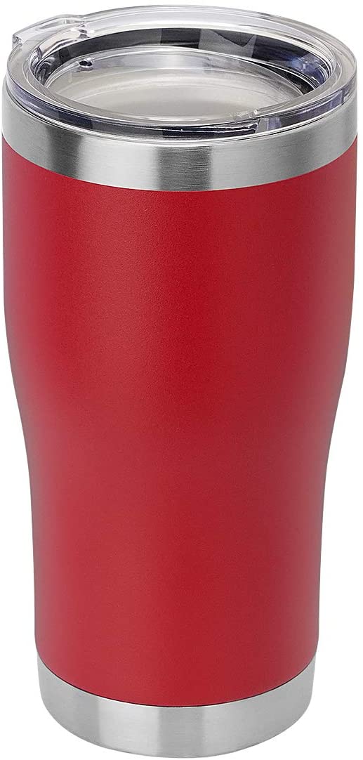 DOMICARE 20oz Double Wall Vacuum Insulated Tumbler with Lid, Stainless Steel Travel Mug, Powder Coated Coffee Cup, Red, 1 Pack