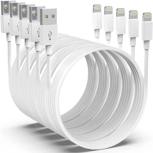 SANYEYE iPhone Charger cable,5 Pack (6 FT) MFi Certified Lightning Cable Fast Charging & Sync iPhone Charger Wire Compatible with iPhone 12/11/XS/XR/X/8/7/6/6 plus/5/5S, Pad Pro/Air/mini and More