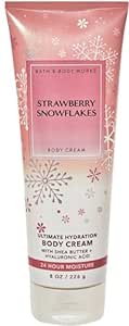 Bath & Body Works Strawberry Snowflakes Ultimate Hydration Body Cream Gift Set For Women, 8 Fl Oz (Strawberry Snowflakes)