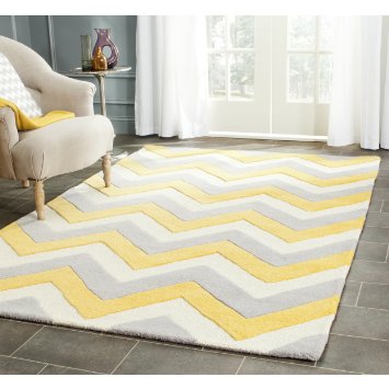 Safavieh Cambridge Collection CAM153A Handmade Grey and Gold Wool Area Rug, 5 feet by 8 feet (5' x 8')