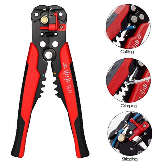 Knoweasy Self Adjusting Wire Stripper,8 Inch Wire Stripping Tool Automatic Electric Cable Stripper Cutter Crimper,Professional Multi-Purpose Terminal Tool Pliers for 10-24 AWG Stranded Wire Cutting