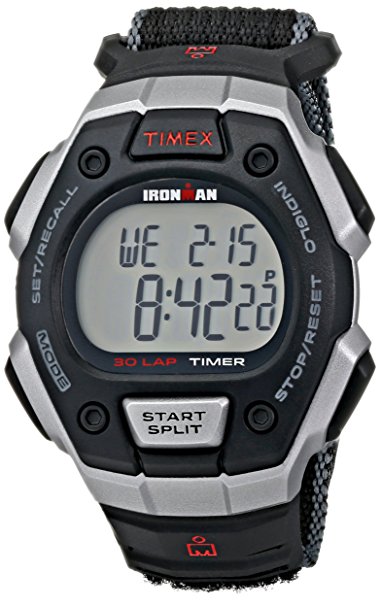 Timex Men's T5K8269J Ironman Classic Digital Silver-Tone Resin Watch with Black Nylon Band