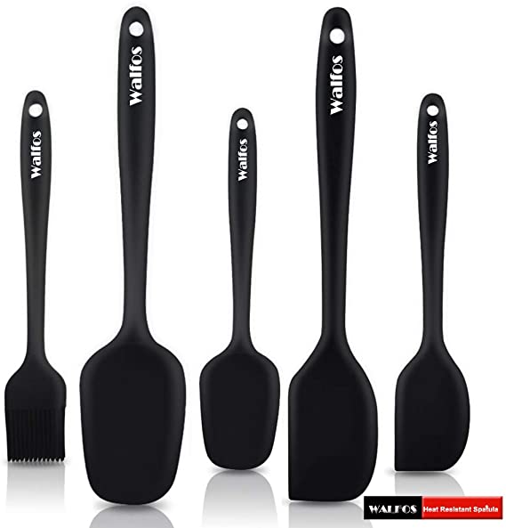 WALFOS BPA Free & Food Grade Silicone Spatula Set - High Heat Resistant Non-Stick Silicone Spatulas for Cooking, Baking & Mixing - Strong 4 mm Stainless Steel Core Technology (5-Piece Set)