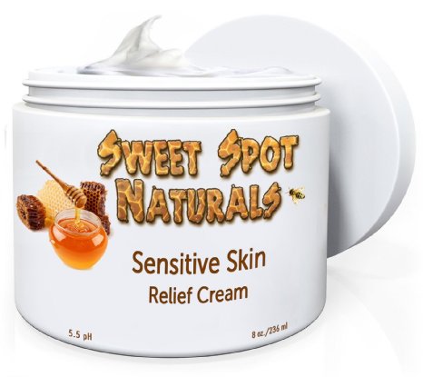 Sensitive Skin Relief Cream. Concentrated Treatment for Eczema, Psoriasis, Rosacea, Skin Disease. Relieves Dry, Itchy Skin. Natural Organic Moisturizer, Aloe Vera, Raw Manuka Honey, Shea Butter, Cocoa Butter, Coconut Oil. Petroleum Free, Paraben Free, Chemical Free, Sulfate and Fragrance Free, Love Your Skin! (8oz)