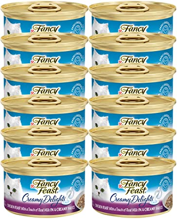 Fancy Feast Purina Creamy Delight Chicken Feast with a Touch of Real Milk in A Creamy Sauce, 3 oz. Can (Pack of 12)