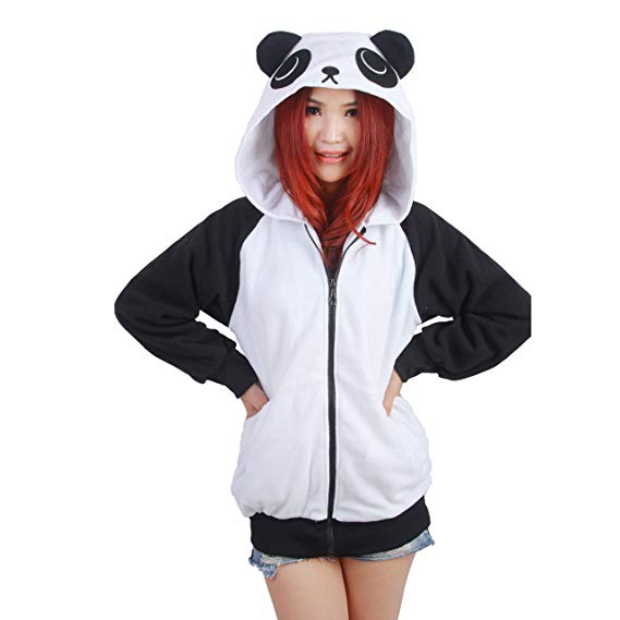 PALMFOX Unisex Cute Panda Hoodies Valentines Sweaters Sweatshirts Pullover Zip Valentine Gift