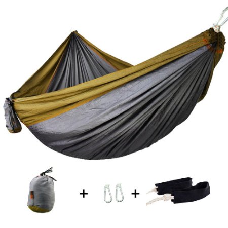 Alafen Portable Nylon Parachute Outdoor Camping Yard Travel 660lbs double 2 Person Hammock