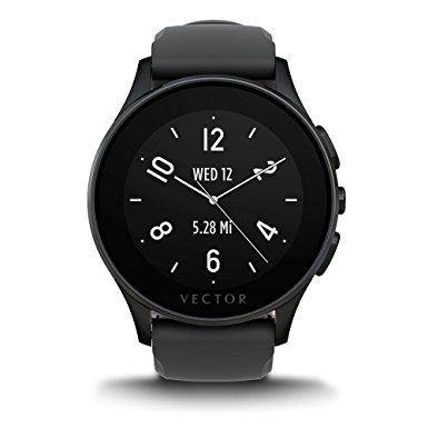Vector Watch Luna Smartwatch -30 Day  Autonomy, 5ATM, Notifications, Activity Tracking - Black Case/ Black Silicon-Sport
