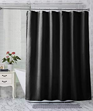 Amazer Fabric Shower Curtain Liner, Black Polyester Fabric Shower Curtain Liners Bathroom Shower Curtains, Water Proof, Hotel Quality, 72 x 72 Inches