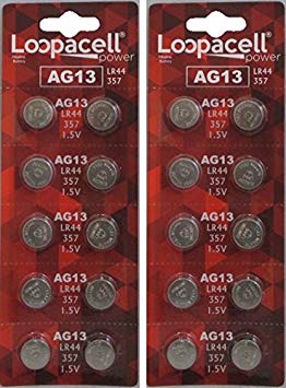 LOOPACELL AG13 LR44 L1154 357 A76 Batteries 20 Pack