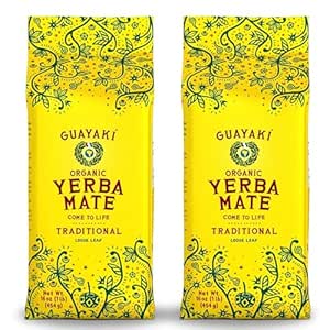 Guayakí Yerba Mate, Organic Traditional Unsweetened Loose Leaf, 16 Oz (Pack of 2), 40mg Natural Caffeine, Unsmoked, Smooth Energy & Focus