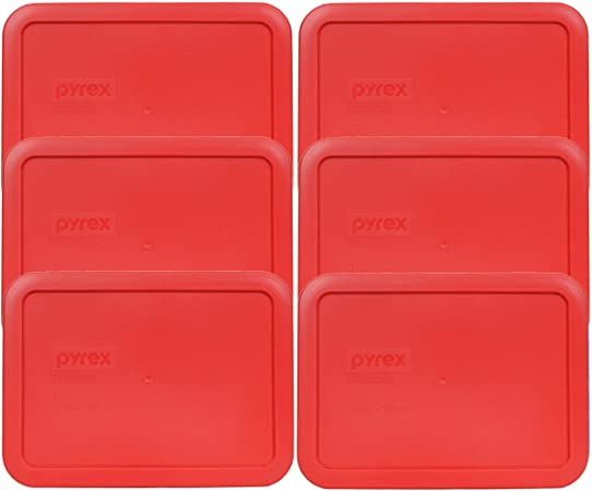 Pyrex 7210-PC 3 Cup Red Rectangle Plastic Food Storage Lid - 6 Pack