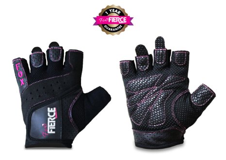 Womens Weightlifting Gloves plus FREE Padded Figure 8 Lifting Straps for Powerlifting-Gym-Crossfit-Weight Training-Biking-Cycling-Best for Comfort-Grip and Callus Protection-Washable *FREE* Fox Fierce Fitness Workout for Women Ebook