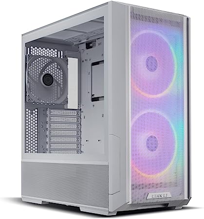 LIAN LI LANCOOL 216 E-ATX PC Case, Airflow Focus RGB Gaming Computer Case with All-Around Mesh Panels, 2x160mm & 1x140mm PWM Fans Pre-Installed and Innovative Rear PCIe Fan Bracket Chassis (White)