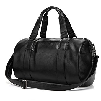BAOSHA HB-02 Men TOP PU Leather Handbag Totes Travel Weekender Duffel Bag Black