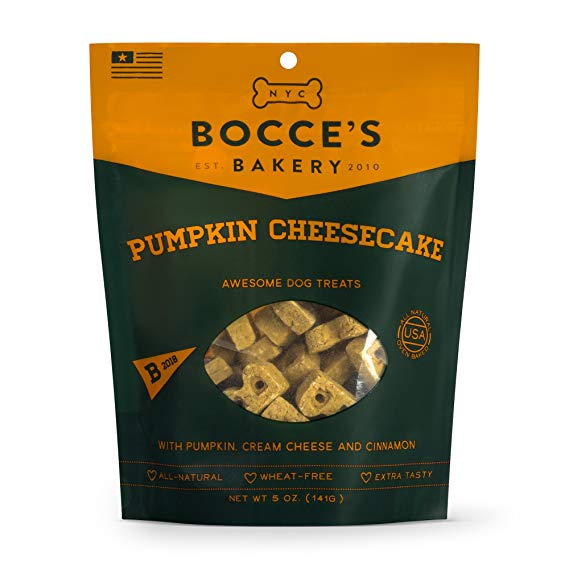 Bocce'S Bakery Pumpkin Cheesecake Biscuits Bag Dog Treat, 5 Oz
