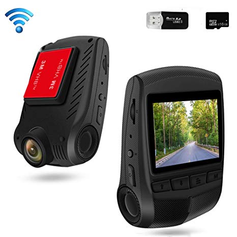 Mini Car Dash Camera with Wifi,2.0” FHD 1296P Screen Sony 323 Car Camera Dash Cam with 16GB SD Card,170°Wide Angle Driving Video Recorders,G-Sensor ,Loop Recording Camcorders