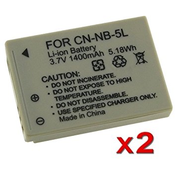 TWO Battery for Canon NB-5L NB5L SD850 SD700 SD790 ELPH