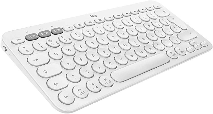 Logitech K380 Multi-Device Bluetooth Keyboard for Mac with Compact Slim Profile, Easy-Switch up to 3 Devices, Scissor Keys, 2 Year Battery, macOS / iOS / iPadOS, QWERTY UK English Layout - White