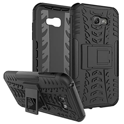 Galaxy A7 2017 Case,Yiakeng Shockproof Impact Protection Tough Rugged Dual Layer Protective Armor Case Cover with Kickstand for Samsung Galaxy A7 (2017),Samsung SM-A720F (Armor Black)