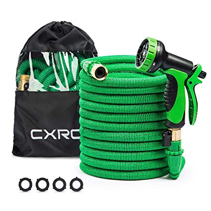 CXRCY Expandable Garden Hoses, Double Latex cores 3 Times expanded car wash Hoses, 3/4 inch Solid Brass Joints, Extra-Strength Fabrics - Flexible Expansion Metal Hose with 10 Features … (75ft)