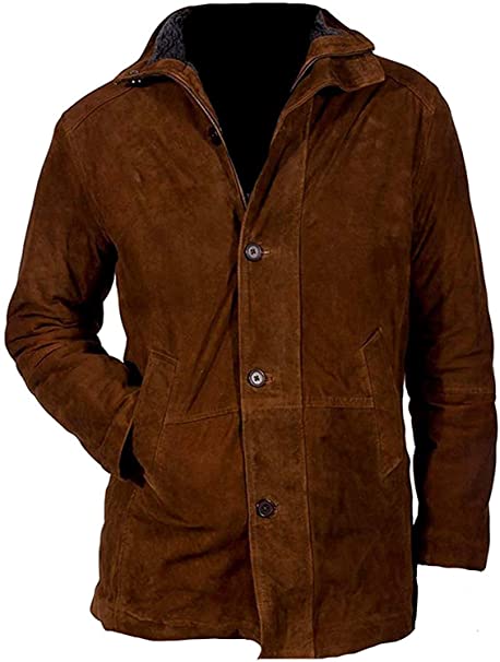 The Signatures Mens Longmire Waltt Mysteriess Robertt Sherif Cow Brown Suede Leather Jacket : Special Limited Offer