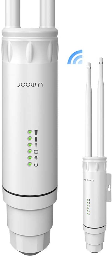 JOOWIN AC1200 High Power Outdoor Wireless Access Point Weatherproof WiFi Range Extender with POE Dual Band 2.4G&5.8GHz 802.11AC Wireless WiFi Access Points/Repeater/Router/Bridge Mode, 2x5dBi Antenna