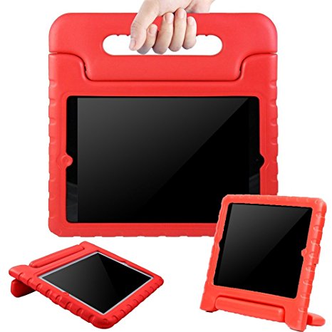 BMOUO ShockProof Convertible Handle Light Weight EVA Protective Stand Kids Case for Apple iPad 4, iPad 3 and iPad 2 - Red