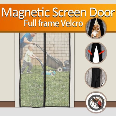 Magnetic Screen Door, BESTOPE Heavy Duty Full Frame Velcro Mesh Keep Bugs Out Let Fresh Air In with Top-to-Bottom Seal No More Mosquitos or Flying Insects Fits Doors Up To 34" x 82" MAX