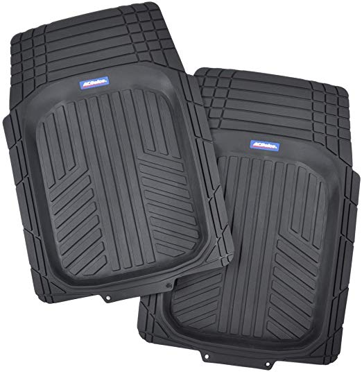 ACDelco F2934 Black Deep Dish All-Climate Rubber Floor Mats for Car SUV Van Truck Heavy Duty Liners Front 2 Pieces Set Thick, Odorless & All Weather