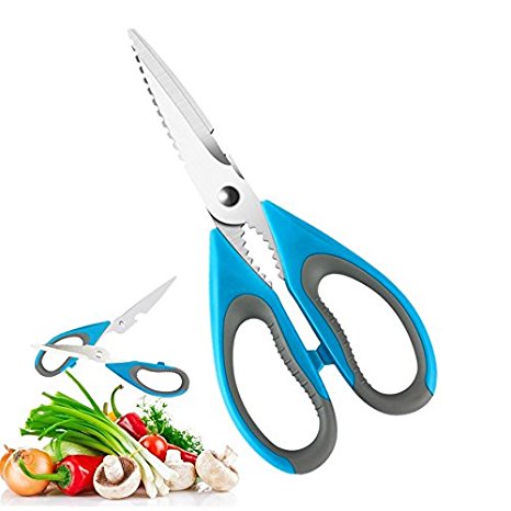 TEMEISI Kitchen Shears,Stainless-Steel Multi-Purpose Heavy-Duty Scissors Safe Utility Scissors for Cutting Chicken, Poultry, Seafood, Meat, Vegetables, Herbs, Food - Sharp Blades