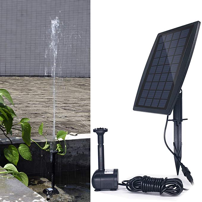 YADICO Solar Powered Fountain 2.5W Solar Panel Kit 200L/H Submersible Water Pump for Bird Bath Pond, Pool, Garden Decoration