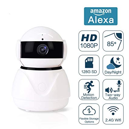 Security Camera Lstiaq Wireless IP Camera 1080P HD Wifi Home Surveillance Video Ip Camera With Alexa Echo Pan/Tilt Two -Way Audio Night Vision For Pet Elder Baby Nanny Home Off