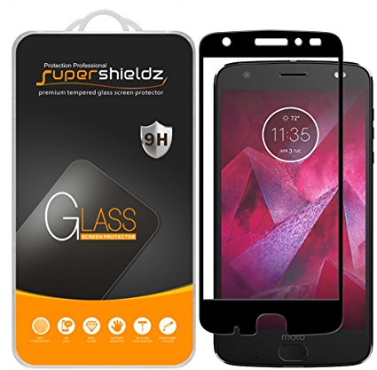 [2-Pack] Supershieldz For Motorola "Moto Z2 Force" Edition / "Moto Z Force Edition (2nd Gen)" Tempered Glass Screen Protector, [Full Coverage] [Bubble Free] Lifetime Replacement Warranty (Black)